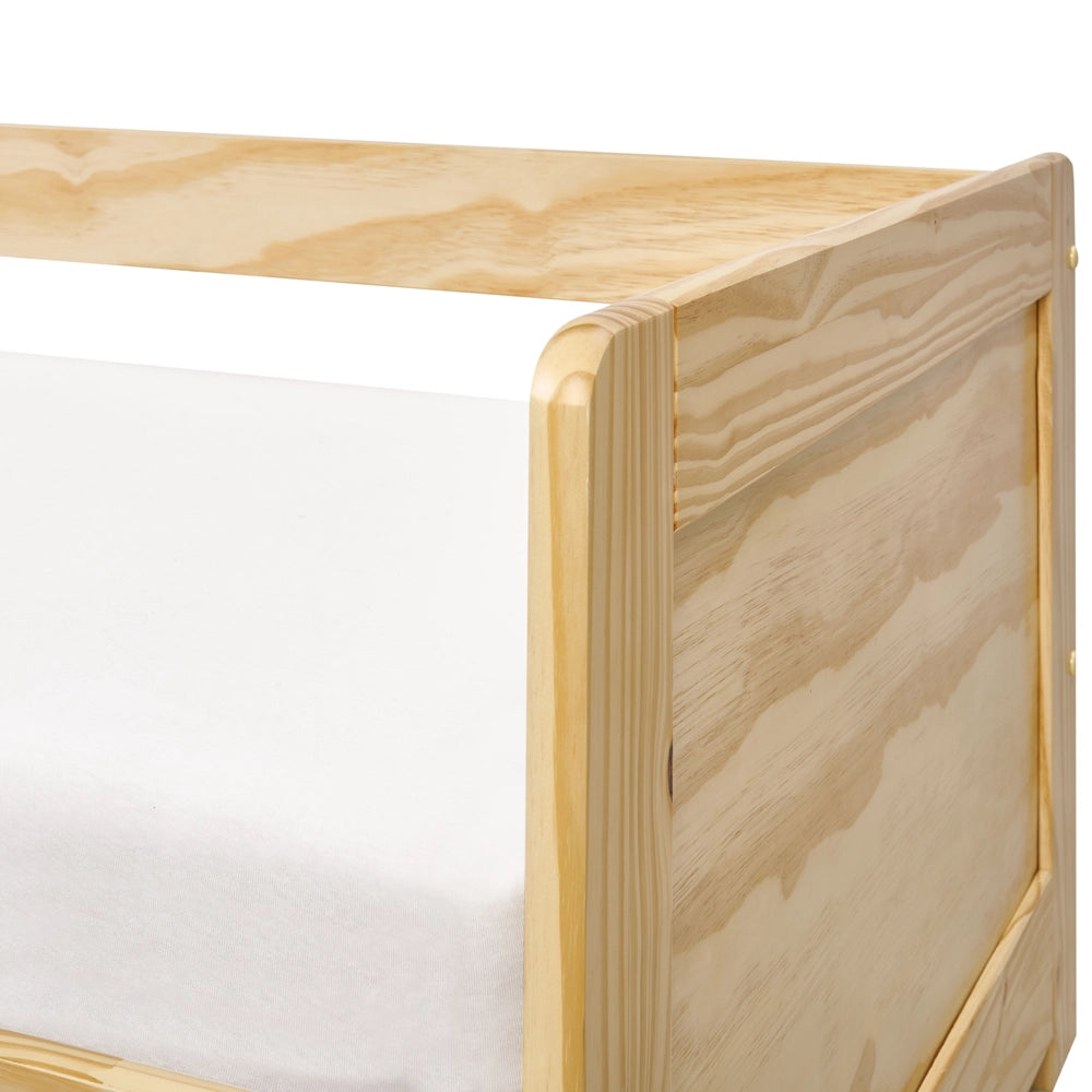 Letto a castello per bambini in legno di pino chiaro struttura di dimensioni singole EU con telaio estraibile extra.