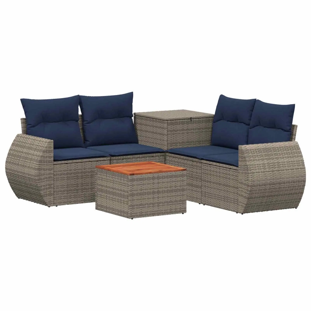 Set di divani 6 pz Grigio e Blu Navy Rattan sintetico e Acciaio 3447519