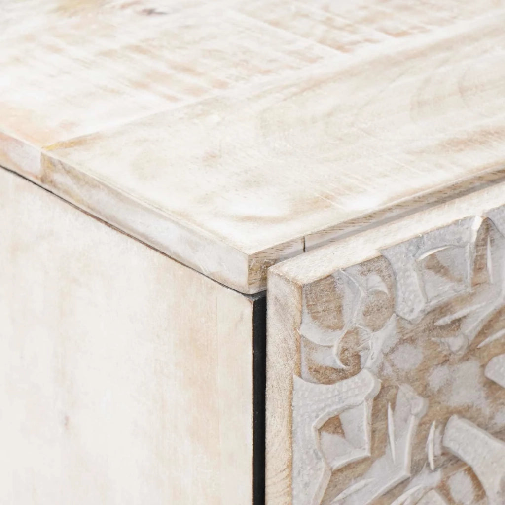 Credenza | Mobile Alto Bianco 40 x 33,5 x 110 cm Legno di mango massello