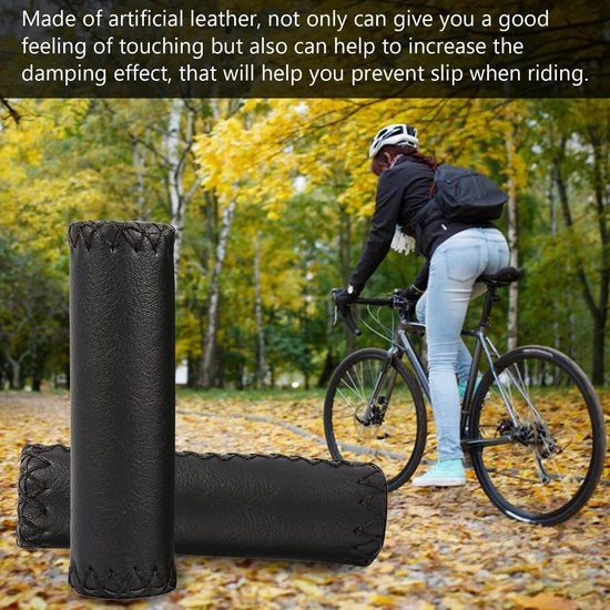 Accessori - Manubrio in Pelle - Grip Ergonomica - Antiscivolo - Nero/Caffè - Sicurezza Elevata - Manubri da Bicicletta