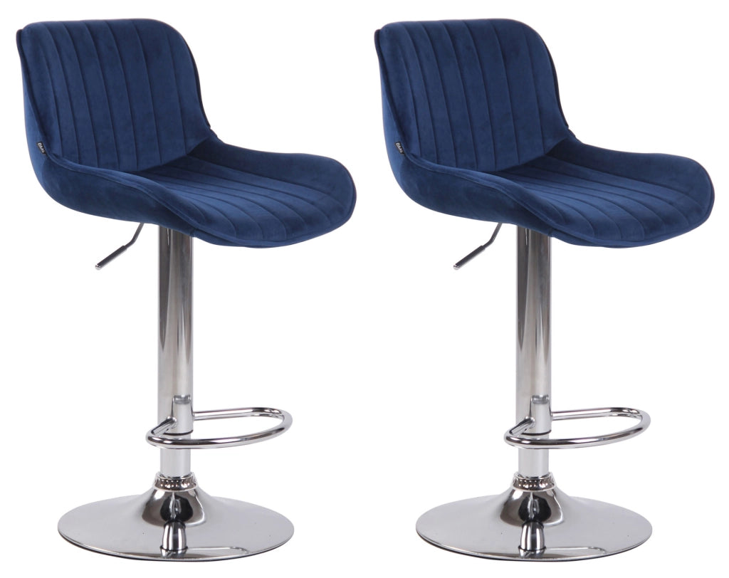Set di 2 sgabelli da bar Lentini Velvet blu,cromo