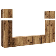 Set Mobile TV 8 pz | Armadietto TV | Mobile Porta TV Montato a Parete Legno Antico in Truciolato