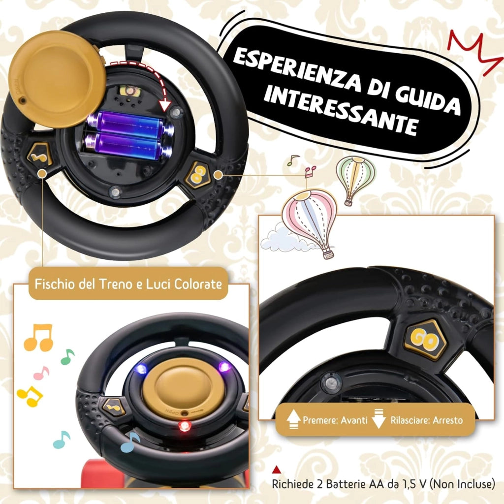 Trenino Elettrico per Bambini, Treno Giocattolo con 16 Pezzi di Binari, con Luci e Suoni, Scatola di Stoccaggio, Regalo per Bambini Anni 3+ (Nero)