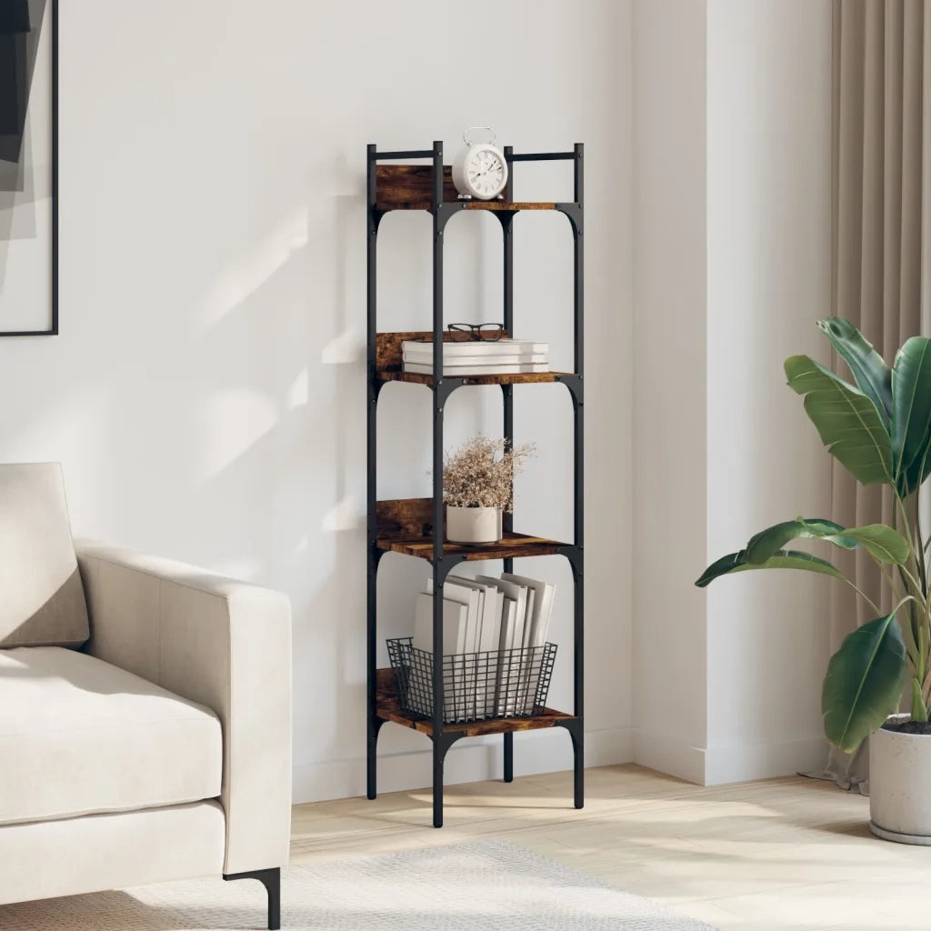 Libreria 4 Ripiani Rovere Fumo 35x30x138,5 cm Legno Multistrato 838850