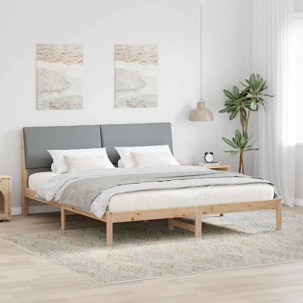Struttura del Letto Marrone e grigio chiaro 200 x 200 cm 3394358