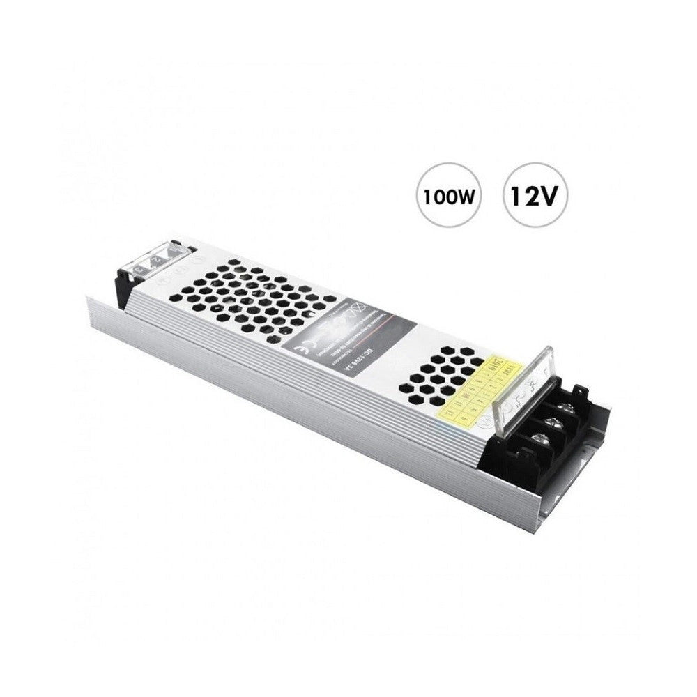 Trade Shop - Alimentatore Stabilizzato Trasformatore Slim 8.3a 12v 100 Watt Ip20 S-12v-100w -