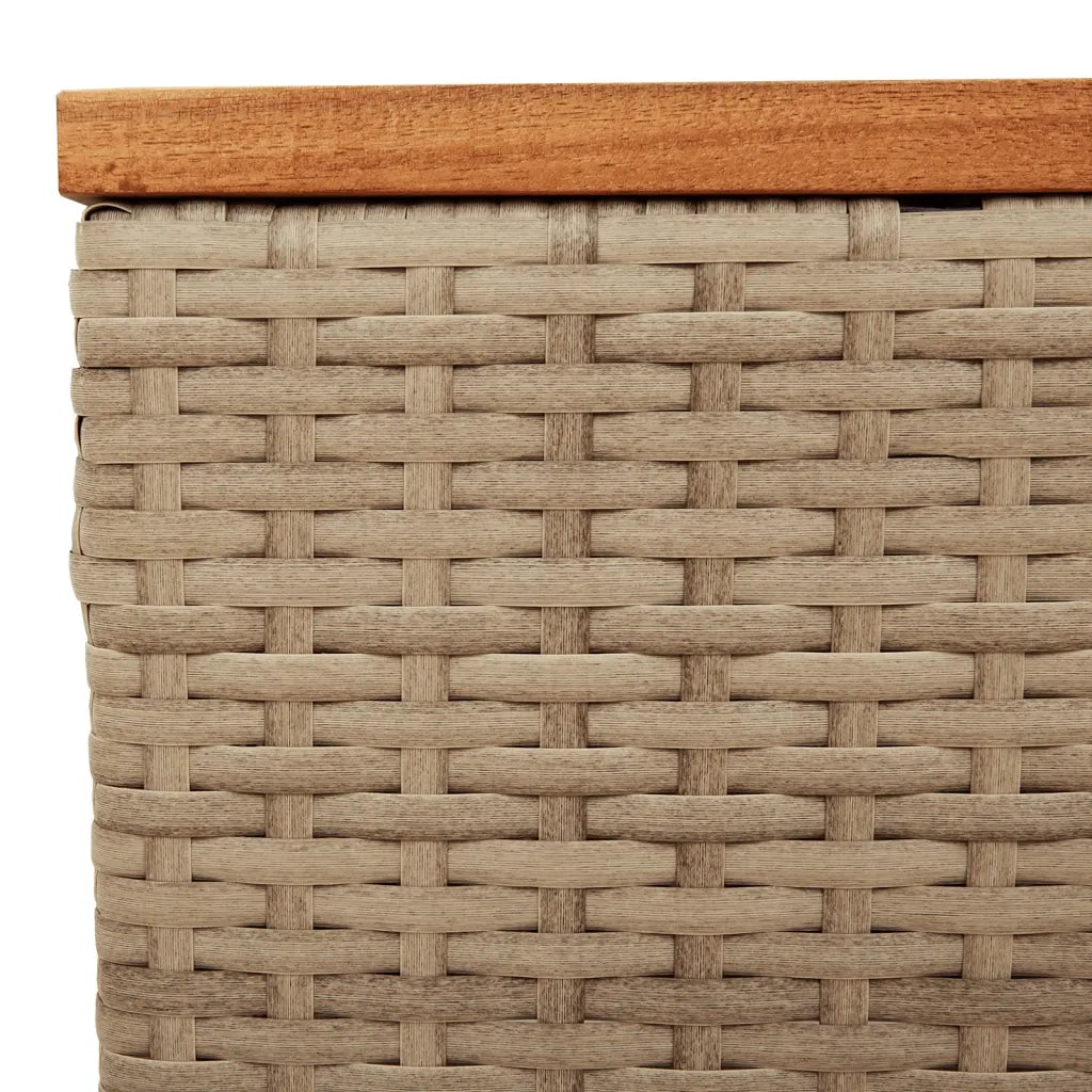 Tavolo da Giardino Beige 55x55x37 cm Polyrattan e Legno Acacia 366064