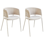 Set di 2 sedie da pranzo imbottite beige chiaro braccioli Design moderno Base in metallo stile moderno