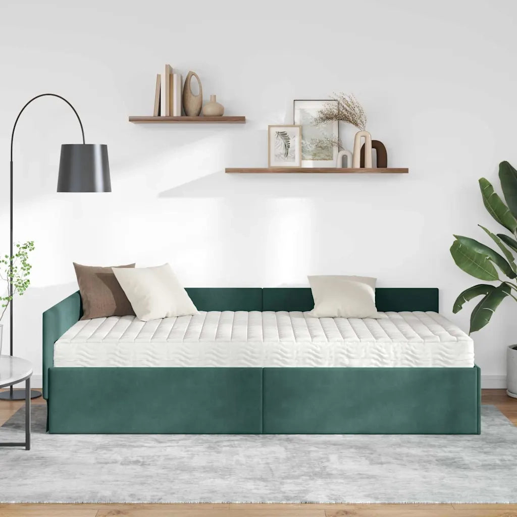 Struttura Letto Angolare con Materasso 2 pcs Verde Velluto 3393646