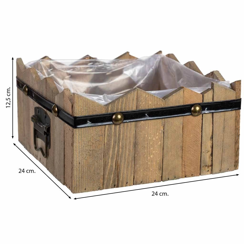 Cesto quadrato in legno blu 24x24x11/12,5h cm