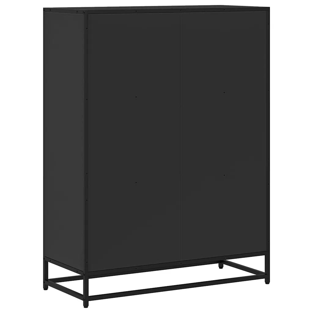 Libreria-Scaffale per Libri-Mobile di Stoccaggio Nera 80,5x35x107,5 cm in Legno Multistrato
