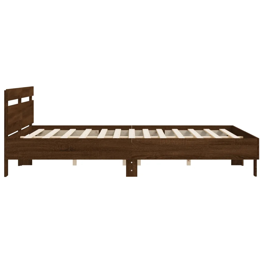 Letto matrimoniale | Letto per adulti | Giroletto Testiera Rovere Marrone 200x200 cm Legno Multistrato