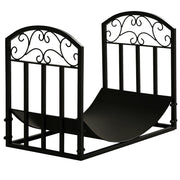 Porta Legna da Interno ed Esterno in Metallo con Ripiano ¨C zephmum ¨C Nero, 60.5x36x46.5cm