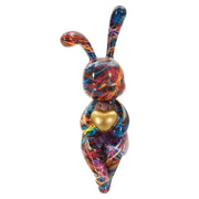 Scultura Coniglio, Multicolore, Poliresina, 8x10x23 cm