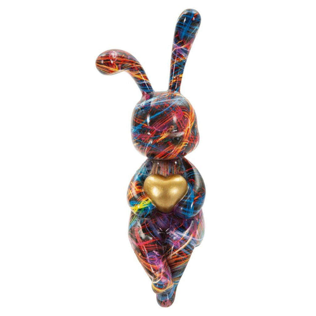 Scultura Coniglio, Multicolore, Poliresina, 8x10x23 cm
