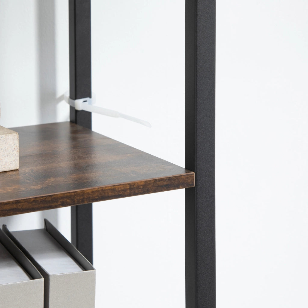 EasyComfort Libreria Stile Industriale con 4 Ripiani e 2 Armadietti, 90x30x159.5cm, Nero e Marrone