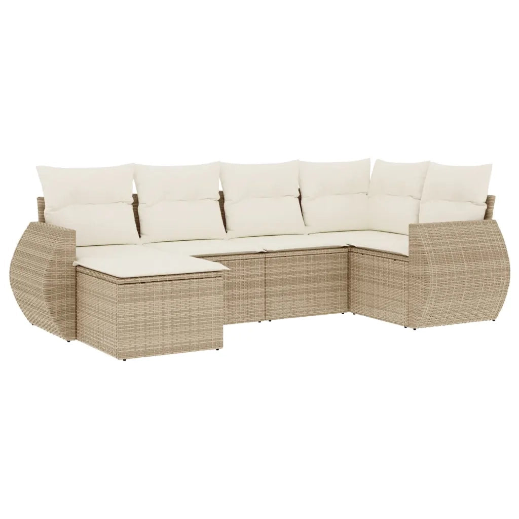 Set Divano da Giardino 6 pz con Cuscini Beige in Polyrattancod mxl 112891