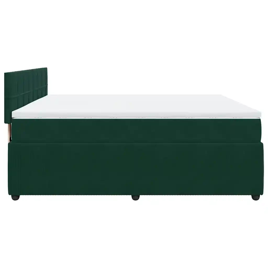 Giroletto a Molle con Materasso Verde Scuro 200x200 cm Velluto