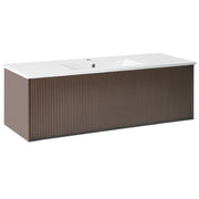 Mobiletto a muro con lavabo in legno massiccio per il bagno 120 cm Marrone design moderno