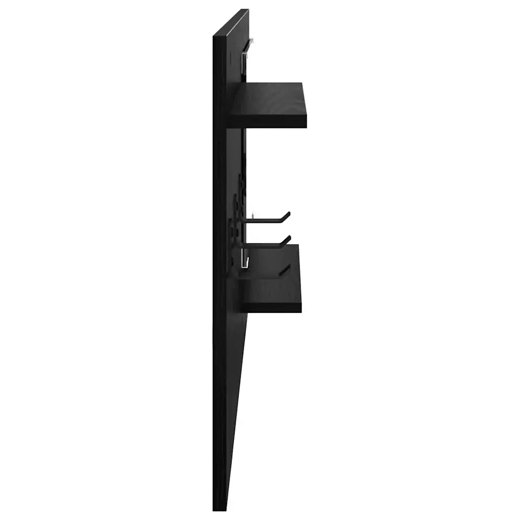 Appendiabiti a muro con lo scaffale Rovere Nero 90 x 10 x 50 cm 874516