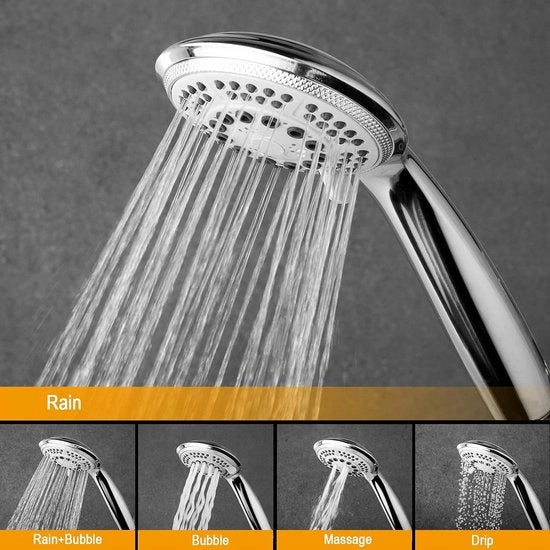 Douchekop rotondo 120 mm grande doccia manuale con funzione di risparmio d'acqua - 5 getti - cromato