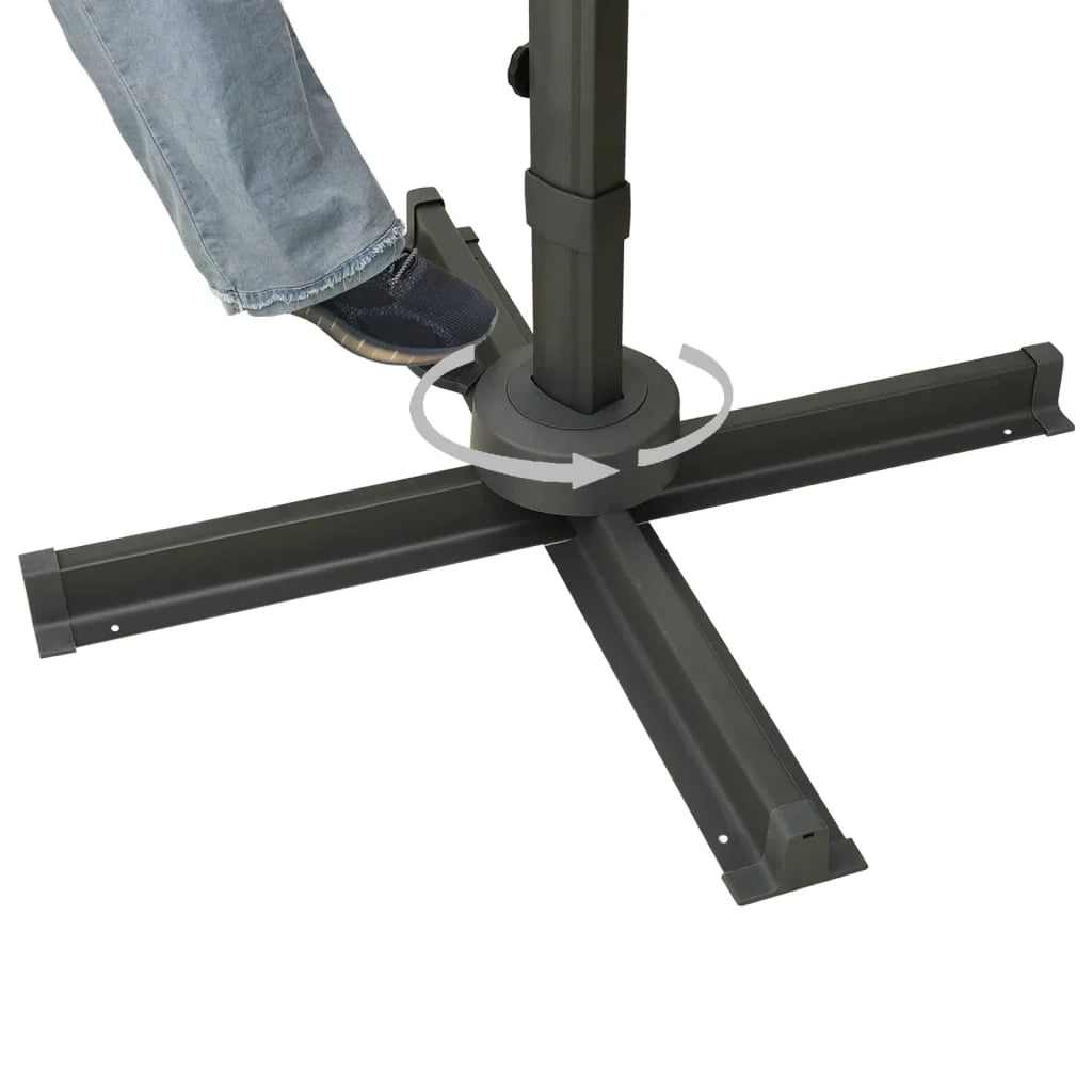 Ombrellone da giardino a sbalzo con palo e luci LED 300 cm nero 02_0008523