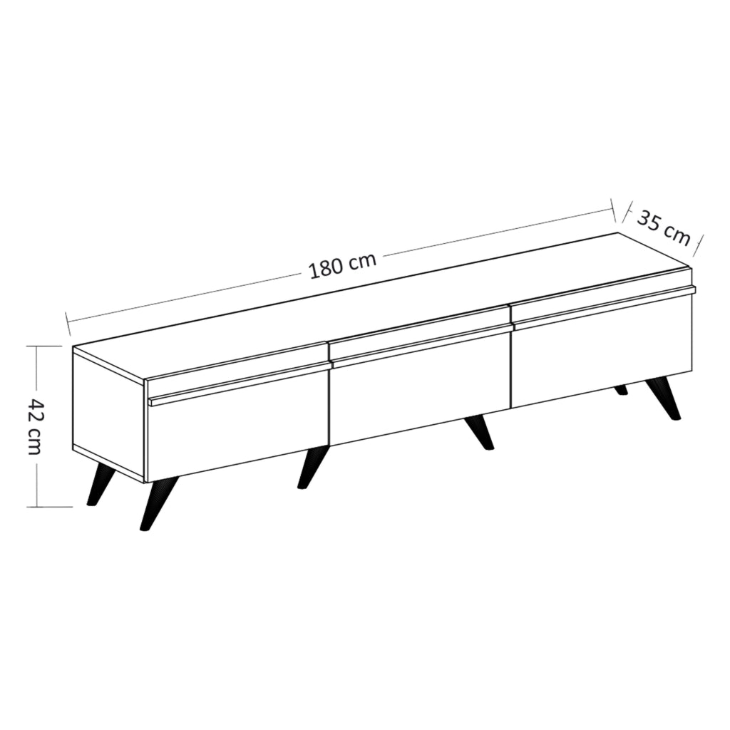 Cortaccia, Mobile Porta tv 3 Ante, 180x35x42h cm Nero Antracite