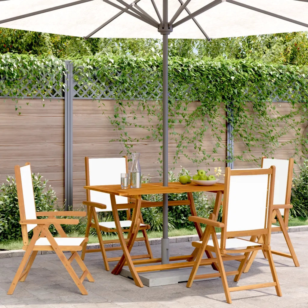 Sedie da Giardino Reclinabili 4 pz | Sedie da Esterno Bianco Crema Tessuto e Legno