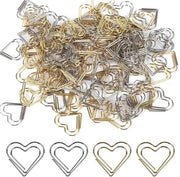 100 pezzi di paperclip a forma di cuore in oro e argento, paperclip metallico con motivi, piccoli paperclip per attaccare documenti per ufficio, classe, scuola, carta