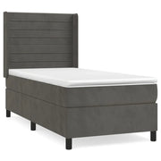 Letto singolo | Letto per adulti | Giroletto a Molle con Materasso Grigio Scuro 80x200 cm Velluto