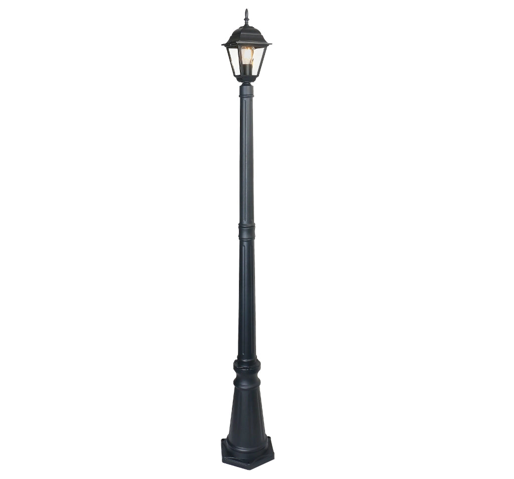 LAMPIONE CON UNA LANTERNA QUATTRO FACCE Colore Nero  cm.190