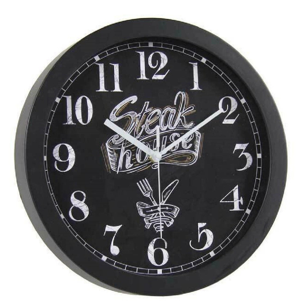 Trade Shop - Orologio 30x4x30cm Da Parete Bar Caffe Ristorante Moderno Nero Decori Ass 774621 -