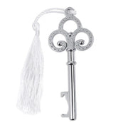 Trade Shop - Apribottiglie Apri Bottiglia Chiave Nappa Bianca Segnaposto Posto Bomboniera -