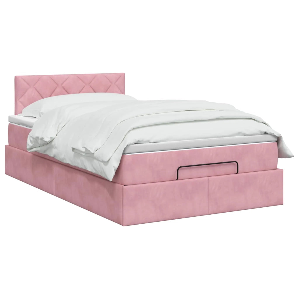 Letto Ottomano con Materasso e LED Rosa 120 x 190 cm Velluto 3458366