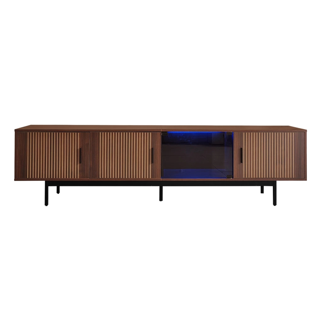 Mobile TV 200x35x53 cm con LED; Bluetooth e app; MDF e pannello truciolare; nero/noce