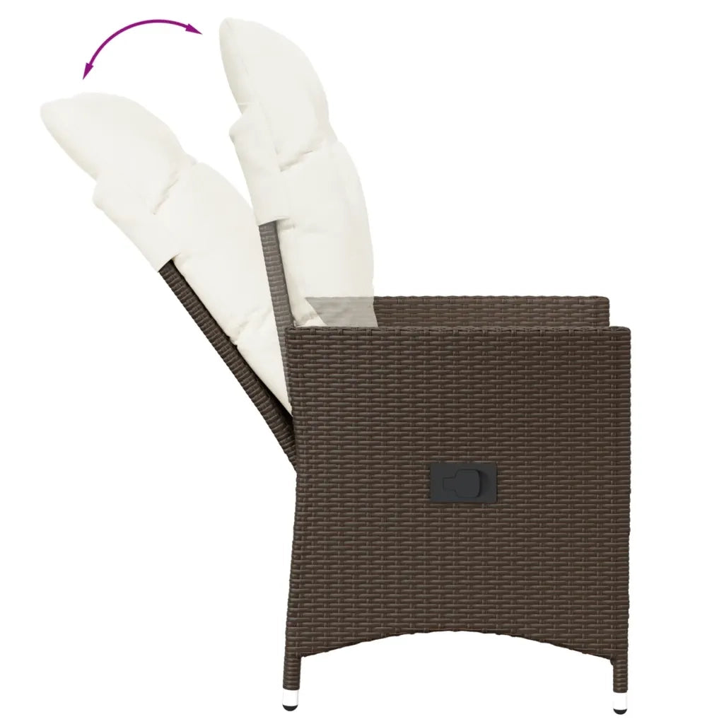 Set Bistrò 3 pz con Cuscini Marrone in Polyrattan 365653
