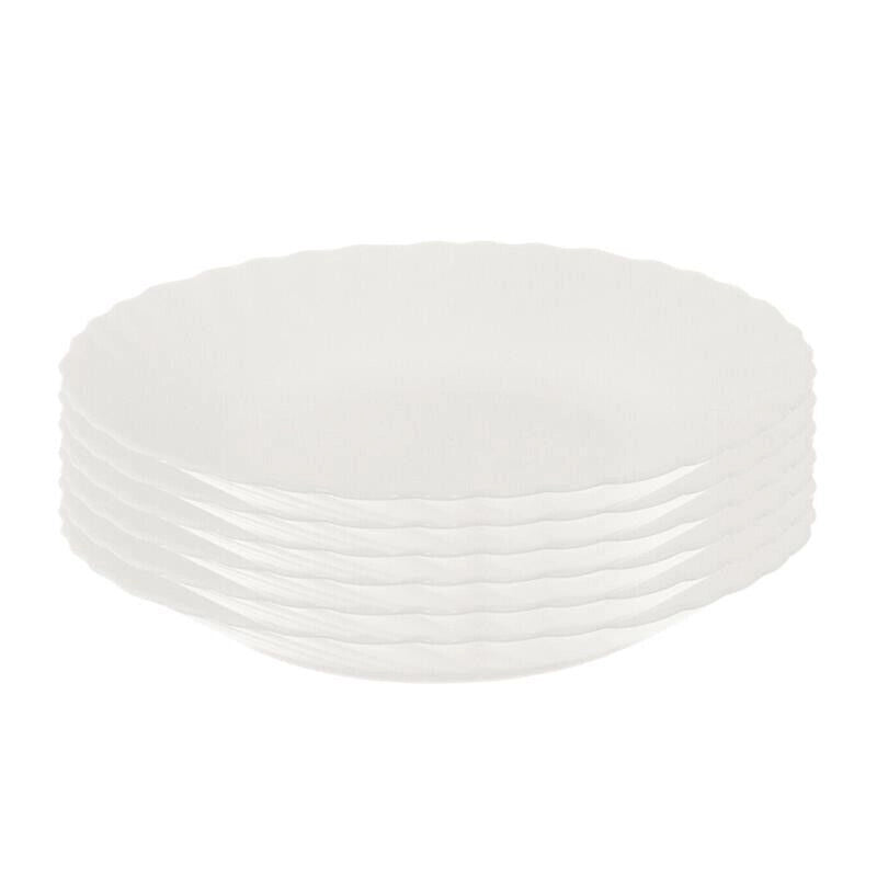 SET 6 PIATTI FONDI PRIMA IN VETRO TEMPERATO BIANCO DA 23 CM