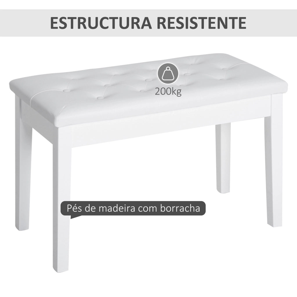 Sgabello da Pianoforte con Seduta in Similpelle e Scomparto ¨C zephmum ¨C Bianco 76x36x50 cm
