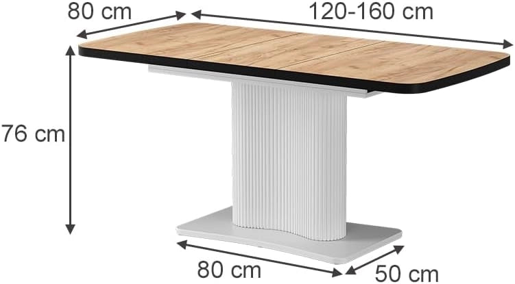 tavolo da pranzo allungabile Fenaro, Quercia dorata/bianco, 120 x 80 cm estensibile, con funzione di estensione per lunghezze del tavolo variabili