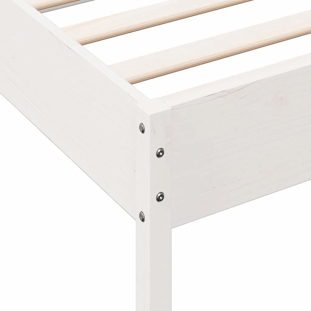 Letto senza Materasso Bianco 75x190 in Legno Massello di Pino 842731