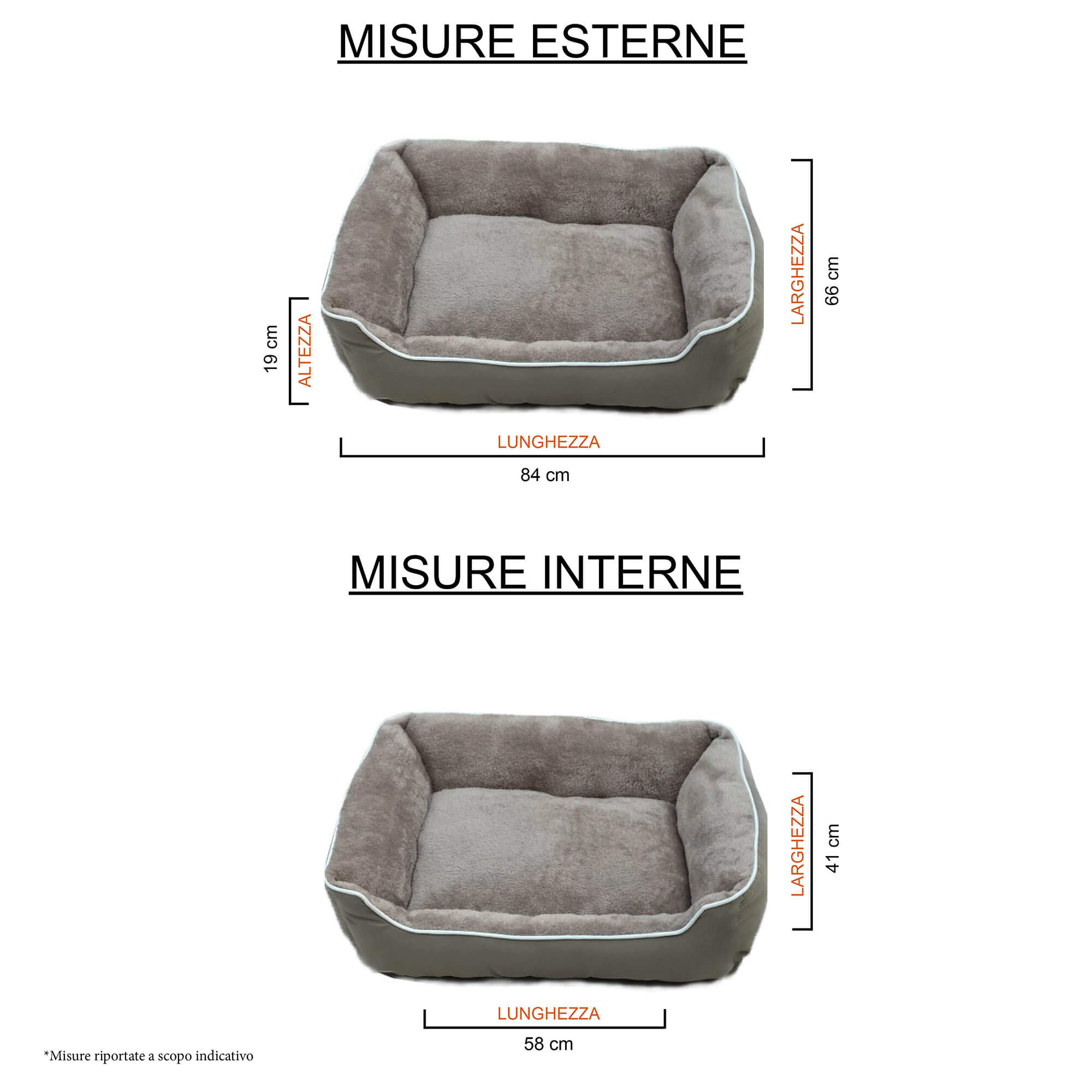 Cuccia Imbottita per Cani e Gatti 62x50x17cm in Poliestere Nuvola Beige