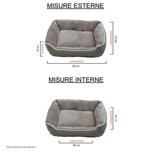 Cuccia Imbottita per Cani e Gatti 62x50x17cm in Poliestere Nuvola Beige