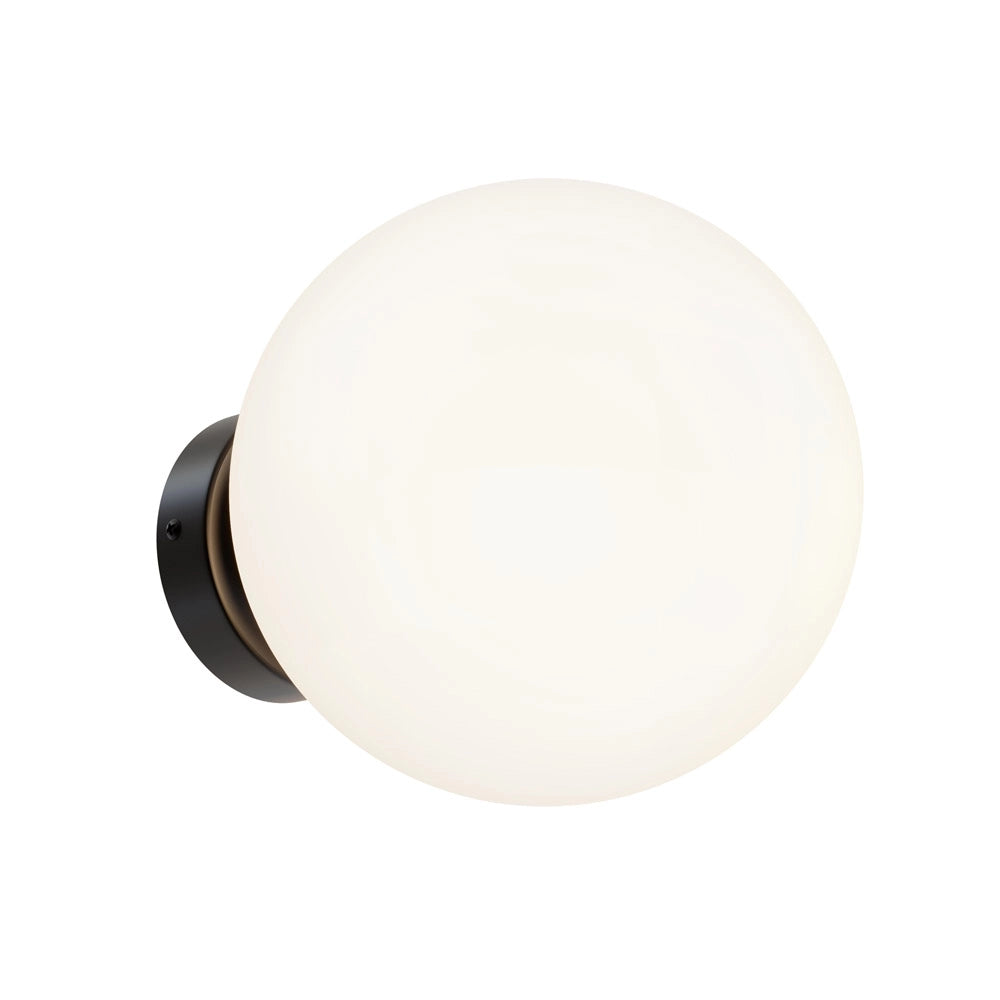 Applique Minimal Basic Form Grande In Metallo Nera 1 Luce E Diffusore Bianco