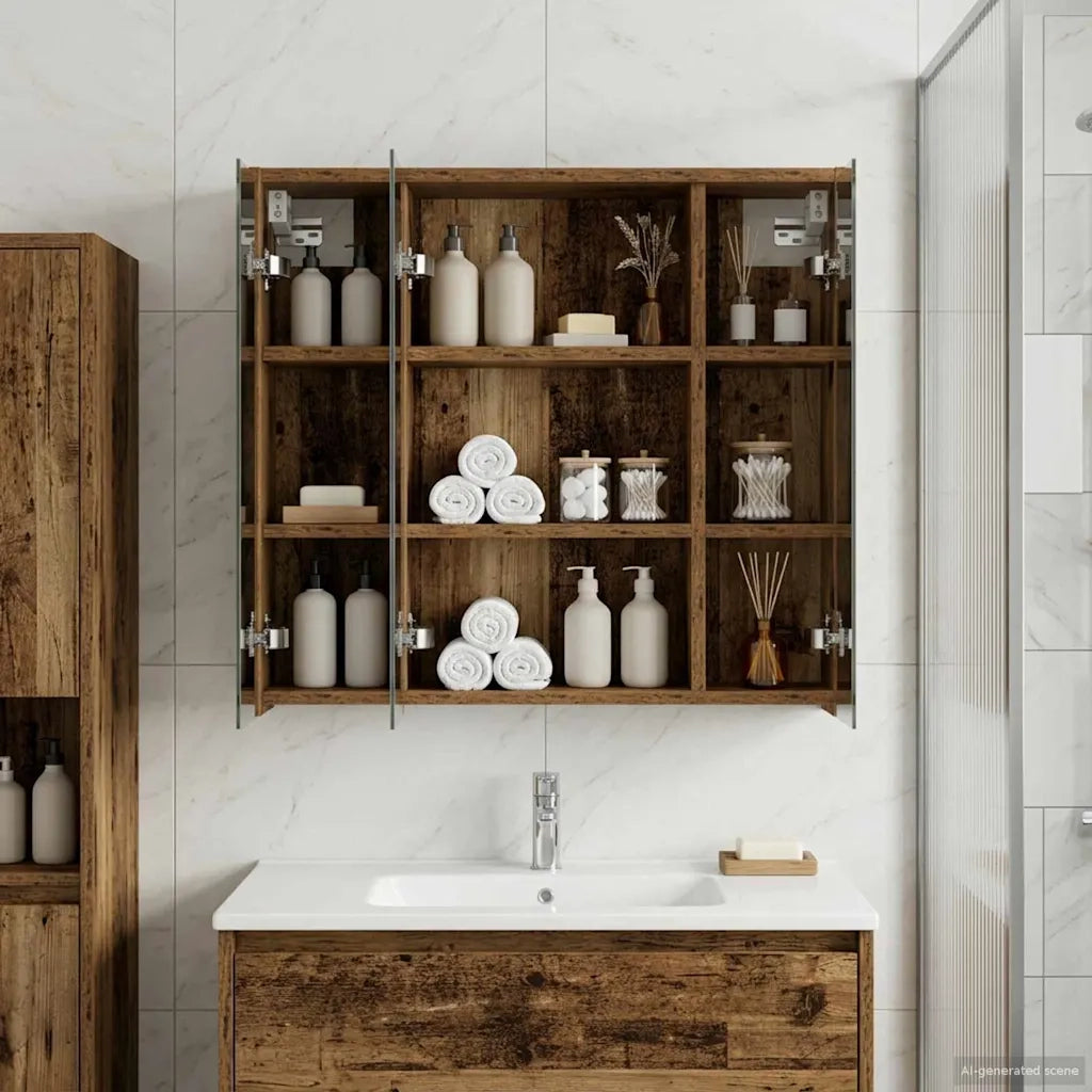 Mobiletto per specchio da bagno Legno vecchio