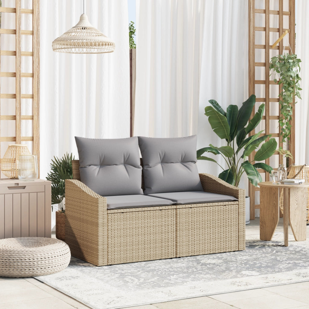 Divano da giardino a 2 posti  con cuscini Beige in Polirattan