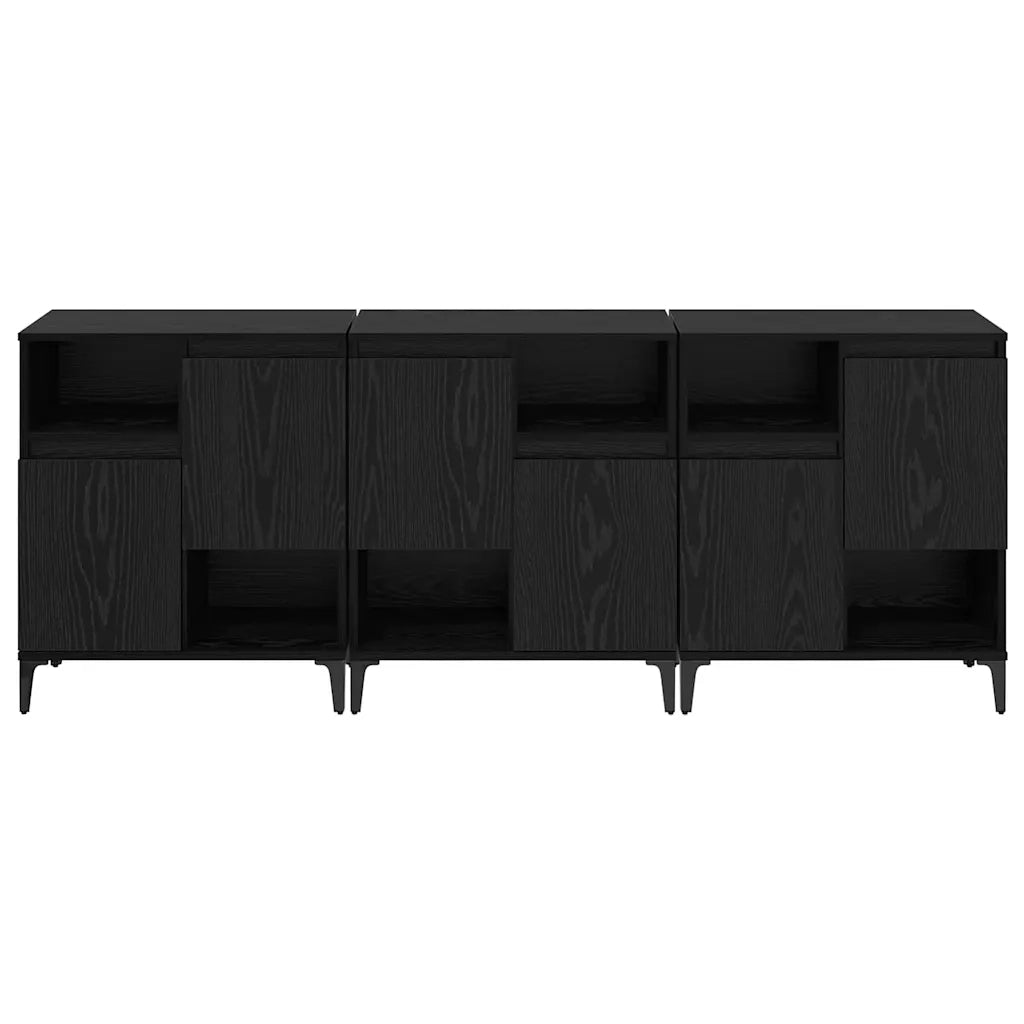 Sideboards 3 pcs Rovere Nero 60 x 35 x 70 cm Legno multistrato