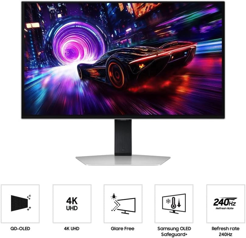 Samsung Monitor Gaming Odyssey OLED G8 (S27FG816SU), Flat, 27'', 3840x2160 (UHD 4K), 16:9, QD-OLED Glare Free, 240Hz, 0,03ms (GtG), FreeSync Premium Pro, Compatibilità G-Sync, Safeguard+, HDMI, DP