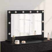 Specchio da toeletta con luci LED Rovere Nero 80x55x18 cm