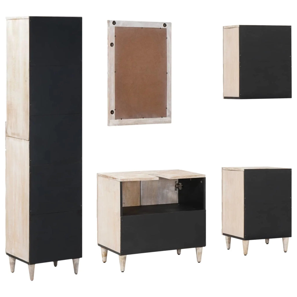 Set di mobili per il bagno 5 pcs Bianco Legno di mango massello 3310117