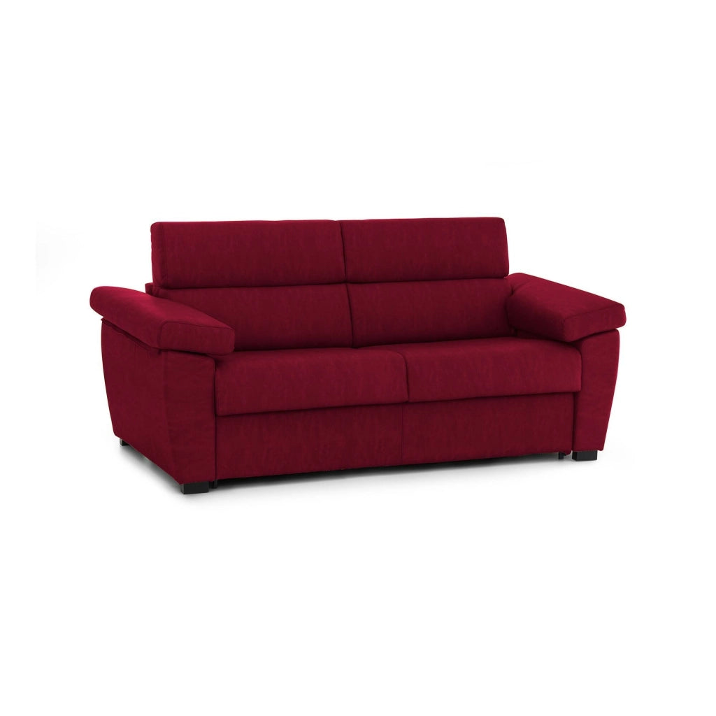 Trino, Divano Letto 3 Posti Sfoderabile Made in Italy, 225x95 cm Rosso